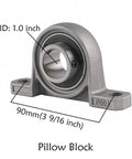 Pillow block bearing for Heavy Duty 32 Inch Go Kart Rear Live Axle Kit with mounting dimensions labeled