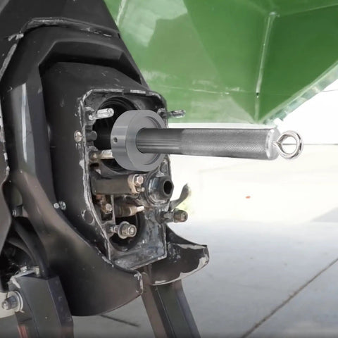 Universal Gimbal Bearing Alignment And Install Kit For Boats Heavy Duty Engine Alignment Tool in use on outboard motor