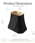 Rectangular Cut Corner Lamp Shade Top 5x6.5 Bottom 8x12 10 Slant Height Black With Gold Lining Silk Shantung Or Linen Fabric