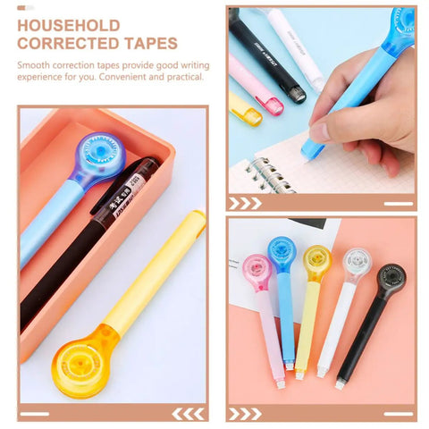 Smooth As Butter Pen Style Correction Tape Rollers With Zero Stink And Zero Drama Glide For Fast Edits Portable Mini White Out Erasers in assorted colors.