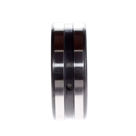 22205 E1 K Spherical Roller Bearing 25mm By 52mm By 18mm shown side view with premium bearing steel and open design.