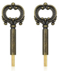 2 Pack Solid Brass Lamp Switch Knobs Retro Key Style Turn Handles, close-up view showing bronze finish and design details.