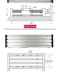 Rock Solid Linear Guide Motion Module Rail For CNC Tables With Nema23 Stepper And 1204 Ballscrew, 100mm travel size diagram