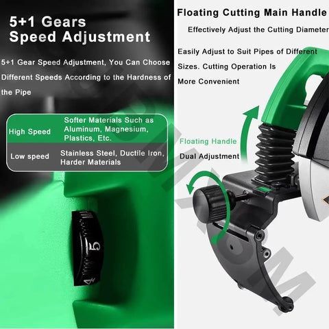 Heavy Duty Electric Pipe Cutter 15-400 mm Pro Grade Precision 0.05 mm with adjustable gear speed for cutting steel and PVC