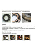TB6306 High Temperature Ball Bearing 30X72X19mm Rated 500C shown in comparison to unsuitable bearings for high heat environments.