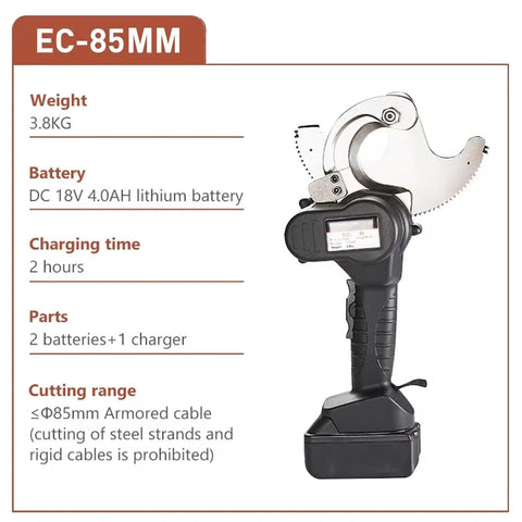 Rechargeable Ratchet Cable Cutter For Copper And Aluminum Wires And Armored Cables Up To 95mm Electric Wire Cutting Tool