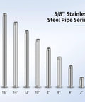 Three Eighths Inch Stainless Steel Pipe Nipple Set 304 Three Eighths Inch NPT To Three Eighths Inch NPT Heavy Duty SCH40 Pre Cut Pipe