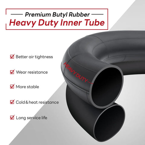 Image showing Heavy Duty 24x2.1-2.4 Inner Tube with Schrader Valve for City Cruiser and Mountain Bikes, focusing on durability.