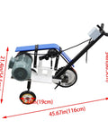 Smooth Operator Portable Belt Grinder With Three Adjustable Sanding Belts For Knife Making Sharpening And Woodworking Polish 220V 4KW Beast shown from side with dimensions.
