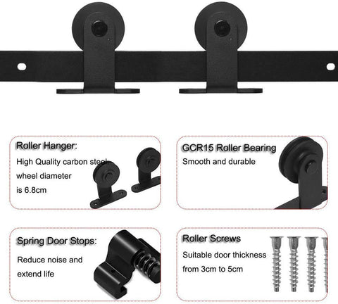 Two Pack Sliding Barn Door Rollers Only No Track T Shape Hangers Ultra Quiet Steel Bearings With Gcr15 Premium Nylon Wheel Frosted Black