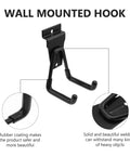 Rock Solid Black Metal Wall Hooks For Bags And Hats With Heavy Duty Mount showing durable rubber-coated design for secure storage.
