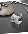 Rock Solid Heavy Duty Girder Clamp Hook with Pipe Support Bracket for garage storage racks, silver steel material.