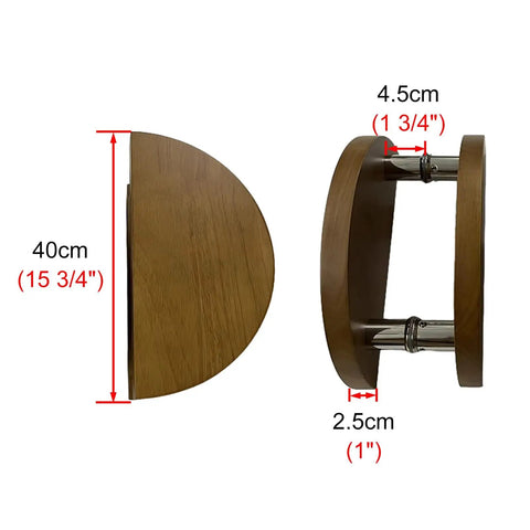 Natural Wood Round Door Handle Set Solid Push Pull Handles Double Sided For Inside And Outside Use Complete Mounting Accessories Included Fits Round Double Doors 40 Cm Length Easy Install