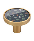 Gold Cartoon Doodles Drawer Knobs Four Pack Round Cabinet Knobs Pulls For Kitchen Cabinets Dressers And Furniture Hardware Made From Durable Acrylic And Zinc Alloy