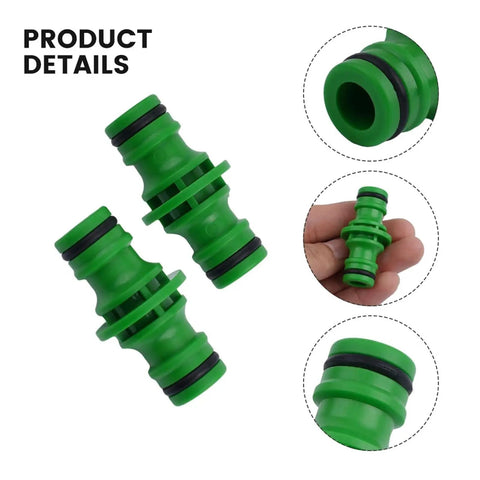 Double Male Hose Connector Quick Connect Set Durable Plastic Garden Hose Adapters With Rubber O Ring Easy Snap On Two Way