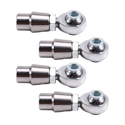 4 Piece 5/8 Inch 18 Thread Rod End Kit With Spacers Runs Slick With Angular Flex And Total Zero Slop On Your Linkage Setup Quick Mount Rig, featuring shiny metal rod ends.