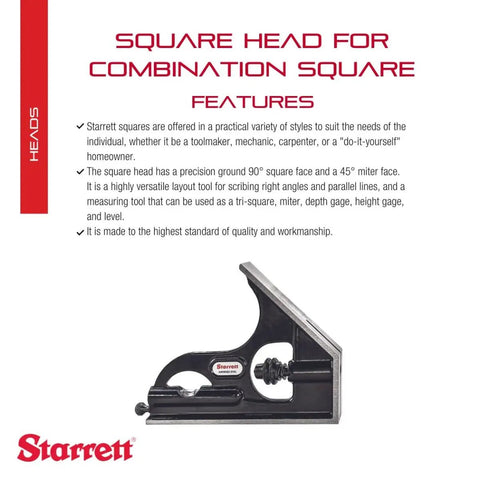 Heavy Duty Square Head For 12 Inch And Larger Combination Squares Sets And Bevel Protractors With Smooth Finish Hardened Steel Center Head For Pro Grade Machinist Toughness H33-1224