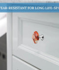 Dope Butterfly Oil Painting Crystal Glass Drawer Handles with Screws 2 Pc Stainless Steel Cabinet Pulls for Kitchen Wardrobe