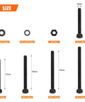 M4 Hex Socket Head Cap Screws Kit With Nuts, Washers And Black Oxide Finish, 200 Pcs, Sizes 30mm, 35mm, 40mm, 45mm, 50mm
