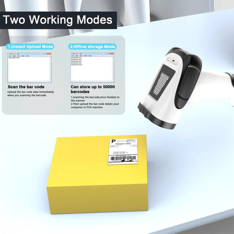 2D Handheld Wireless Barcode Scanner With Stand 3 In 1 Bluetooth Barcode And QR Scanner For Inventory Control