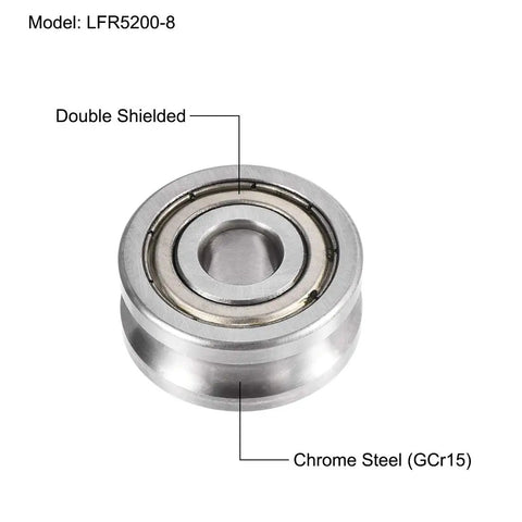 LFR5200-8 U Groove Track Roller Bearing Chrome Steel ID 32MM OD 14MM Thick Double Shielded with visible detail.