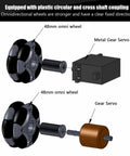 Diagram of 48mm 360 Degree Omnidirectional Wheel with double row bearings for robotics and metal gear servo, labeled components.