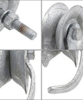 Heavy Duty Galvanized Steel Gate Track Roller Built Like A Tank For Barns And Pastures With Smooth Rollin Movement And Totally Rust Free Performance close-up of bolt and roller design