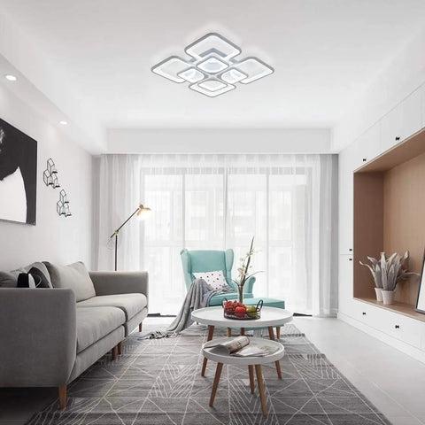Square LED Ceiling Light For Living Room And Bedroom 96W Cool White 6000K 23.6 Inch Flush Mount Fixture in modern room