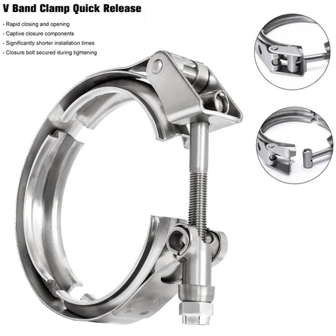 2.75 Inch Quick Release V Band Clamp Stainless Steel 304 For Exhaust Pipe Flanges And Intercooler Piping shown in detail