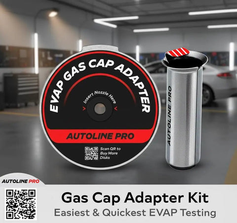EVAP Gas Cap Adapter Kit with stainless steel nozzle, designed for quick EVAP testing in automotive applications.