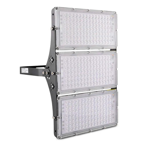 Killer Brightness 300W LED Work Lights Outdoor Flood Light Fixture IP66 Waterproof with three panels for even area lighting.