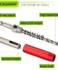 K Kwokker self-centering drill bit set, 3-piece with 1/4 in hex shank VIX bit; red brass shell