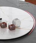 Slick Round Lazy Susan Turntable For Dining Tables With Smooth 360 Degree Rotation And Hella Sturdy Load Bearing Marble Texture Surface Easy To Clean Kitchen Serving Spinner 40 Inch Multi Color with smooth edge.
