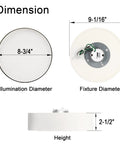 Five Color Temperature Dimmable LED Flush Mount Ceiling Light Fixture dimensions illustration showing diameters and height
