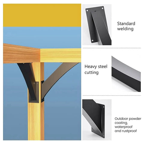 Beefed Up 45 Degree Angle Support Brackets Kit For Wood Structures Like Gazebos Tree Houses Cabins And Patios DIY Brace Set 6 Pieces Strong Steel Construction For Maximum Stability And Easy Assembly