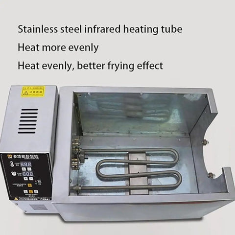 Stainless steel electric coffee and nut roaster with infrared heating tube for even frying effect, Level Up Your Home Roasting Game With This Hella Easy Electric Coffee And Nut Machine Featuring Precise Thermostat Control Nonstick Drum For Crispy Peanuts Cashews And Rich Beans Every Single Time.