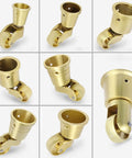Solid Brass Furniture Casters Straight Up Heavy Duty Swivel Wheels Vintage Round Cup Base showing smooth gliding action from multiple angles.
