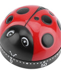 Wind Up Mechanical Timer With 60 Minute Countdown For Kitchen Cooking And Lab Tasks, Rugged Premium ABS Build, Loud Beep, Ladybug Design