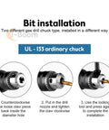 Bit installation guide for Beast 3/8 Inch Pistol Grip Pneumatic Drill with 1/4 NPT Connection and 1800 RPM Speed.