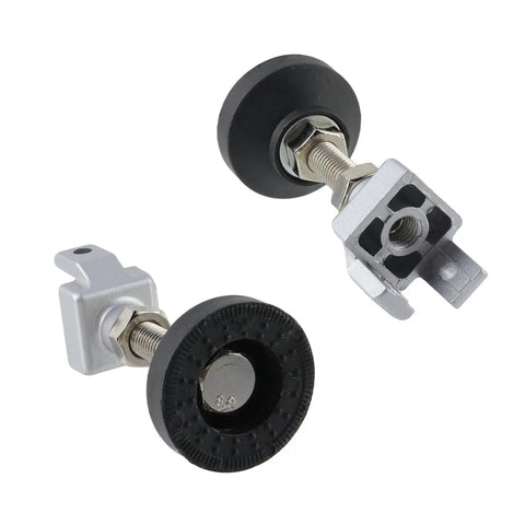 Kickass Heavy Duty Adjustable Leg Mounts For 3030 T Slot Aluminum Extrusions, featuring silver hardware and thick nylon pads.