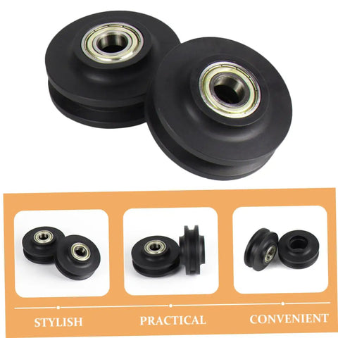 Heavy Duty Sliding Gate Bearing Rollers 4 Pack Nylon Wheels For Inverted Tracks, black wheels with metal bearings.