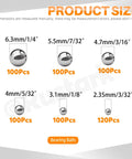 Top Shelf Stainless Steel Bearing Balls Assortment Kit 620 Pieces 6 Sizes For Bicycles And Heavy Machinery sizes chart