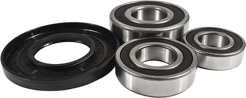 Bearing And Seal Kit Fixes Whirlpool Front Load Washer Tub GHW9100LQ2 with three metal bearings and one black seal.