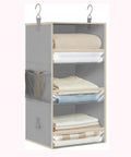 3 Tier Hanging Closet Organizer With Adjustable Detachable Shelves And Clear Window Panels For No Sweat Storage Socks Hats Gear Clean And Crisp Quick Grab Setup with soft fabric shelves.