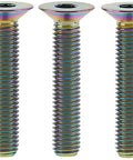 Pro Grade Kickass Titanium Bolt Set Five Piece M6 X 25 mm Flat Countersunk Head Allen Key Rainbow Coated Heavy Duty Kit showcasing titanium bolts.