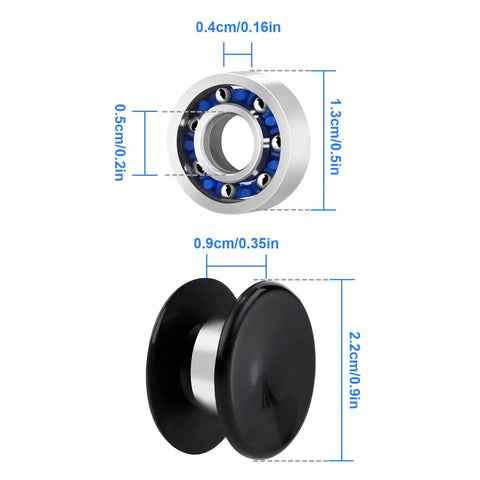 Top Shelf Chrome Steel Fidget Spinner Bearings And Caps MR137 Precision High Speed 16 Pack showing blue seals and black end caps.