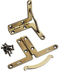 Hella Tough Small Solid Brass Quadrant Hinges Antique Brass Finish with screws for secure lid retention on kitchen cabinets.