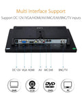 Back view of 10 Inch IPS LCD Monitor With 1280x800 Resolution For PC TV Security Display HDMI VGA BNC AV Inputs, showing ports