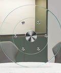 Top Notch Large Round Lazy Susan Turntable For Party Banquets And Dinner Gatherings Effortless Rotating Serving Tray clear glass view with sleek metal base