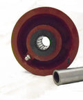 Bulletproof Four Inch Two Inch V Groove Caster Wheel With Seven Eighths Stem Crafted From Rugged Ductile Steel And Rollin Smooth On Heavy Duty Bearings For A Rock Solid One Five Zero Zero Pound Load Rating In Classic Burgundy showing red wheel and steel stem.